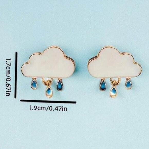 RAIN CLOUD ENAMEL STUD EARRINGS - Picture 6 of 6
